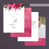 "Peeking Florals" - Table Numbers in Fuchsia by Lori Wemple - Back of Card Options