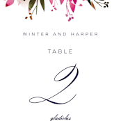 "Peeking Florals" - Table Numbers in Fuchsia by Lori Wemple - Detail