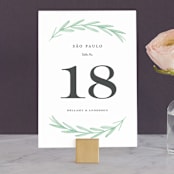 "Painted Leaves" - Table Numbers in Evergreen by Olivia Raufman - Front