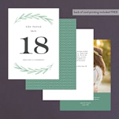 "Painted Leaves" - Table Numbers in Evergreen by Olivia Raufman - Back of Card Options