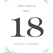 "Painted Leaves" - Table Numbers in Evergreen by Olivia Raufman - Detail