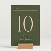 "Martini" - Table Numbers in Olive by Pixel and Hank - Displayed (stand not included)