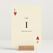"Red Hearts" - Table Numbers in Champagne by Helena Vitto - Displayed (stand not included)