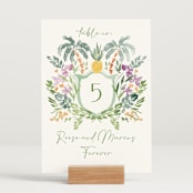 "Tropical Dreams" - Table Numbers in Jungle by Petra Kern - Displayed (stand not included)