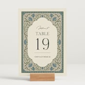 "Century" - Table Numbers in Robins Egg by Jen Owens - Displayed (stand not included)