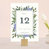 "Hydrangea Frame" - Table Numbers in Periwinkle by Susan Moyal - Front