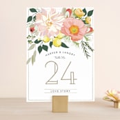"Spring Blooms" - Table Numbers in Blush by Susan Moyal - Front