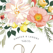 "Spring Blooms" - Table Numbers in Blush by Susan Moyal - Detail