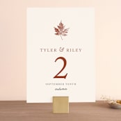 "Leaf Print" - Table Numbers in Rust by Katharine Watson - Front