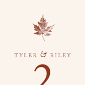 "Leaf Print" - Table Numbers in Rust by Katharine Watson - Detail