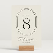 "Modern Monogram" - Table Numbers in Latte by Jackie Crawford - Displayed (stand not included)