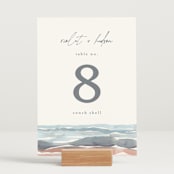 "waves" - Table Numbers in Beachy by Pixel and Hank - Displayed (stand not included)
