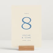 "Brooklyn" - Table Numbers in Cerulean by Ellen Schlegelmilch - Displayed (stand not included)