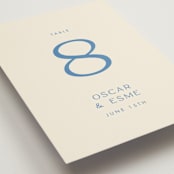 "Brooklyn" - Table Numbers in Cerulean by Ellen Schlegelmilch - Detail