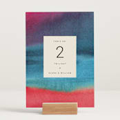 "At Dusk" - Table Numbers in Sunset by Sumak Studio - Displayed (stand not included)