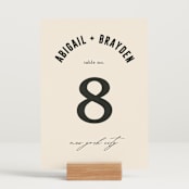 "Spin" - Table Numbers in Cream by Pixel and Hank - Displayed (stand not included)