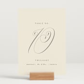"Wonderful Tonight" - Table Numbers in Oreo Creme by Design Lotus - Displayed (stand not included)