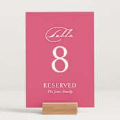 "Everlasting" - Table Numbers in Carnation by Jennifer Postorino - Displayed (stand not included)