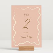 "Handwritten Letter" - Table Numbers in Butterscotch by Helena Vitto - Displayed (stand not included)
