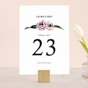 "Peony" - Table Numbers in Ice Mist by Cass Loh - Front