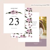 "Peony" - Table Numbers in Ice Mist by Cass Loh - Back of Card Options