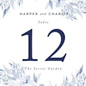 "Poetic Watercolor Flowers" - Table Numbers in Periwinkle by Qing Ji - Detail