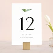 "Simple Pine Branches" - Table Numbers in Vanilla by Mere Paper - Front