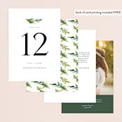 "Simple Pine Branches" - Table Numbers in Vanilla by Mere Paper - Back of Card Options