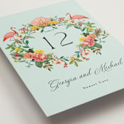 "Tropical Crest" - Table Numbers in Papaya by Susan Moyal - Detail