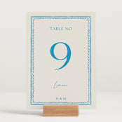"Mediterraneo" - Table Numbers in Ocean by Pati Cascino - Displayed (stand not included)