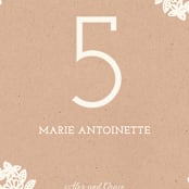 "Lace and Kraft" - Table Numbers in Kraft by Katharine Watson - Detail