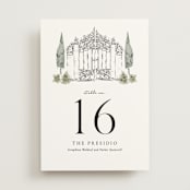"Hand illustrated Garden Gate" - Table Numbers in Forest by Jackie Crawford - Front