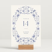 "Daisy Toile" - Table Numbers in Willow by Susan Zinader - Displayed (stand not included)