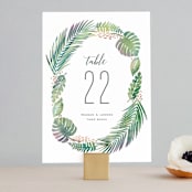 "Tropical Foliage" - Table Numbers in Fern by Hooray Creative - Front