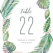 "Tropical Foliage" - Table Numbers in Fern by Hooray Creative - Detail