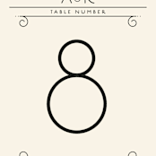 "Deco Nouveau" - Table Numbers in Cream by GeekInk Design - Detail