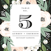 "Blooming Bouquet" - Table Numbers in Charcoal by Alethea and Ruth - Detail