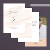 "Sophisticated script" - Table Numbers in Blush by Hooray Creative - Back of Card Options