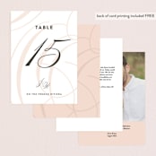 "Twirl Monogram A" - Table Numbers in Blush by Ariel Rutland - Back of Card Options
