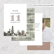 "Windy City" - Table Numbers in Antique by Turner de Feria - Back of Card Options