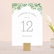 "Leafy ampersand" - Table Numbers in Mint Leaf by Jennifer Wick - Front