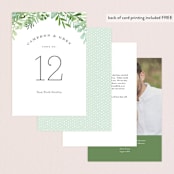 "Leafy ampersand" - Table Numbers in Mint Leaf by Jennifer Wick - Back of Card Options