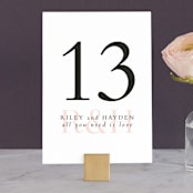 "over and over" - Table Numbers in Soft Peach by Lea Delaveris - Front