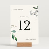 "Spring Wildflowers" - Table Numbers in Pink Floral by Mere Paper - Displayed (stand not included)