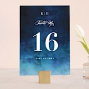 "Indigo Sea" - Table Numbers in Ocean by Kelly Schmidt - Front