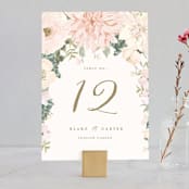"Garden Wedding" - Table Numbers in Blush by Susan Moyal - Front