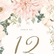 "Garden Wedding" - Table Numbers in Blush by Susan Moyal - Detail