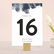 "Modern Brush" - Table Numbers in Steel Blue by Lisa Guerrero - Front