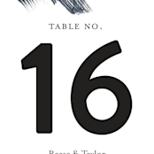 "Modern Brush" - Table Numbers in Steel Blue by Lisa Guerrero - Detail
