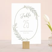 "Modern Wreath" - Table Numbers in Sage by Hooray Creative - Front